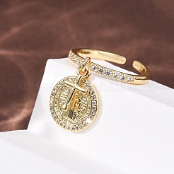 Манжеты из латуни с микро паве кубический цирконий для женщин&nbsp;RJEW-K264-08G