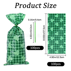 Пластиковые пакеты для упаковки печенья с прямоугольным клеверным принтом&nbsp;ABAG-WH0038-35B