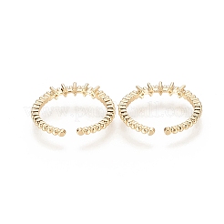 Латунные кольца из манжеты с прозрачным цирконием&nbsp;X-RJEW-F101-03G