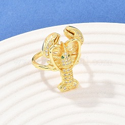 Латунные микро проложить манжеты кольца кубического циркония&nbsp;RJEW-C145-01A-G