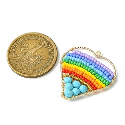 Подвески из окрашенного натурального магнезита и стеклянных бусин&nbsp;PALLOY-MZ00195