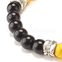 Круглый женский эластичный браслет из синтетической бирюзы (окрашенный) из бисера&nbsp;BJEW-JB07531