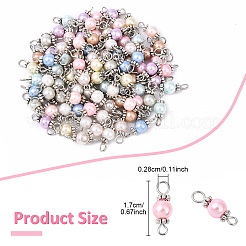 100 шт. подвески-соединители из двухцветного стекла с жемчужинами&nbsp;PALLOY-YW00097