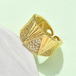 Латунные микропаве кубические цирконии регулируемые открытые манжеты кольца&nbsp;RJEW-V009-02G