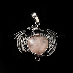 Сердечные подвески из натурального розового кварца KK-K331-01AS-06