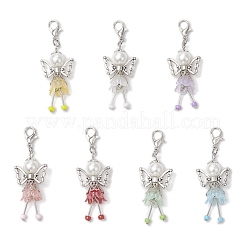 7 шт. подвеска в виде ангела из акрила и стеклянного жемчуга&nbsp;HJEW-JM03360