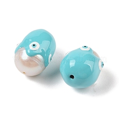 Эмалевые бусины из натурального пресноводного жемчуга&nbsp;PEAR-G014-05B