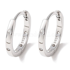 925 серьги-кольца из стерлингового серебра с микропаве и прозрачными циркониями&nbsp;EJEW-K317-04P
