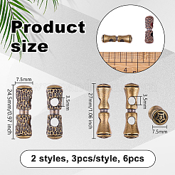 6 шт. 6 стиля латунных бусин с двойным отверстием&nbsp;KK-OC0001-61