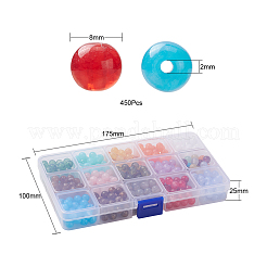 450шт 15 цвета круглые акриловые бусины с имитацией драгоценных камней&nbsp;OACR-YW0001-19