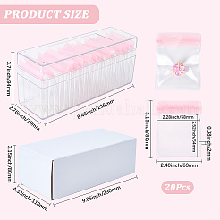 Прямоугольные прозрачные шкатулки для хранения ювелирных изделий из АБС-пластика с крышкой и ПВХ-мешочками&nbsp;CON-WH20001-17B