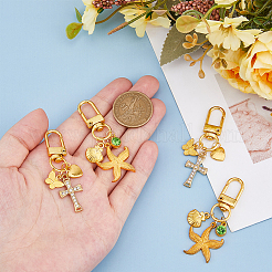 4 шт. 2 стиля подвеска из сплава в виде морской звезды и креста&nbsp;HJEW-HS00001