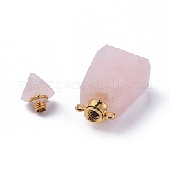 Кулоны флаконов из граненого натурального розового кварца&nbsp;G-P435-B-01G