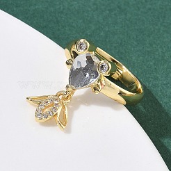 Регулируемые кольца для женщин с микропаве из латуни и кубическими цирконами&nbsp;RJEW-K307-01G-22