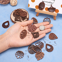 Набор для изготовления висячих сережек из орехового дерева своими руками с лазерной резкой&nbsp;DIY-TA0009-42