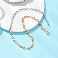 Двухцветные латунные прямоугольные звенья цепи ожерелья&nbsp;NJEW-JN05761