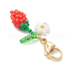 Подвеска в виде бутона подсолнуха из акрилового стекла с бусинами&nbsp;HJEW-MZ00229