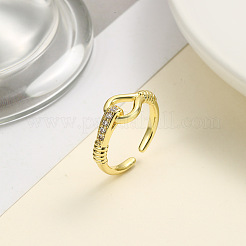 Открытое кольцо-манжета из латуни с микропаве из кубического циркония для женщин&nbsp;LS-RJEW-F154-02G-A