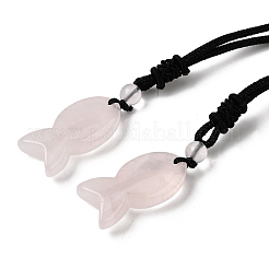 Подвеска в виде рыбы из натурального розового кварца&nbsp;NJEW-G185-01G