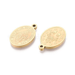 Религиозный овальный браслет из нержавеющей стали 304 с подвесками в виде Девы Марии.&nbsp;STAS-T073-07G