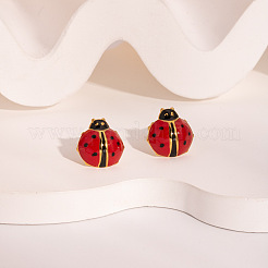 Женские серьги-гвоздики с божьей коровкой из нержавеющей стали 304 с эмалью&nbsp;ZG3114-2