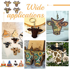 40шт 8 стильные односторонние большие подвески из липы с принтом&nbsp;WOOD-AR0001-35