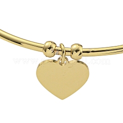 PVD вакуумное покрытие 202 нержавеющая сталь подвеска в форме сердца открытые браслеты манжеты для женщин&nbsp;BJEW-M317-02G