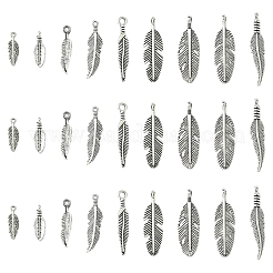 60 шт. подвески из сплава в тибетском стиле с перьями&nbsp;TIBEP-FS0001-21