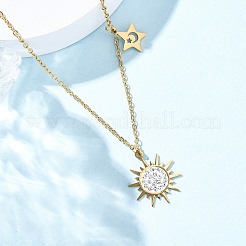 201 кулон из нержавеющей стали со стразами в виде солнца и звезды для женщин&nbsp;NJEW-F335-03G