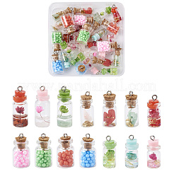 28 шт. 4 стиля стеклянная бутылка желаний подвеска украшения&nbsp;GLAA-FW0001-01