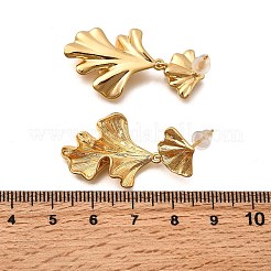 Серьги-гвоздики из латуни с листьями гинкго&nbsp;EJEW-B148-04G