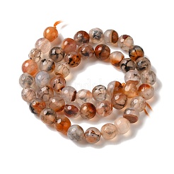 Окрашенные и нагретые нити натуральных агатовых бус с жилами дракона&nbsp;G-P539-A01-08