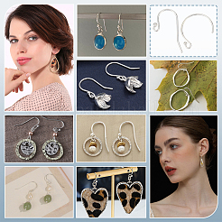 16 шт. 2 стиля 925 крючка для сережек из стерлингового серебра&nbsp;STER-ME0001-21