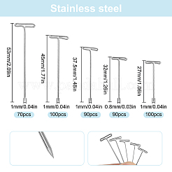 450 шт. 5 вида никелированных стальных штифтов Т для блокового вязания FIND-SP0002-88