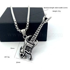 Кулон в виде черепа и гитары из нержавеющей стали 304 в стиле панк&nbsp;CY1349