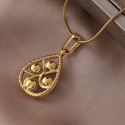 Женские ожерелья из нержавеющей стали 304 с подвеской в виде капли и искусственным жемчугом&nbsp;BY5835