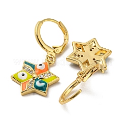 Серьги с подвесками из латуни с покрытием из настоящего 18-каратного золота&nbsp;EJEW-A033-19G-05