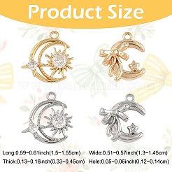 2 шт. двухцветные латунные подвески с прозрачным стеклом&nbsp;KK-YW0004-02