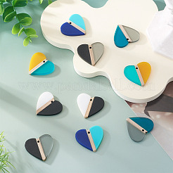 10 шт. подвески из непрозрачной и прозрачной смолы и дерева 5 цветов&nbsp;RESI-TA0004-59