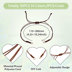 30шт 10 стиля регулируемый вощеный полиэстеровый шнур для изготовления браслета&nbsp;AJEW-TAC00052