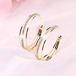 Серьги-гвоздики из сплава с кристаллами и стразами в форме буквы С&nbsp;FS-WG91B42-01