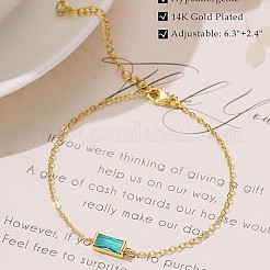 Декабрьский камень рождения латунные прямоугольные звенья с кубическим цирконием&nbsp;WG17BBA-11