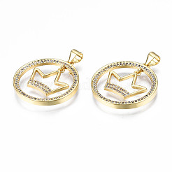 Латунные микропаве прозрачные подвески с фианитом&nbsp;KK-Q769-001-NF