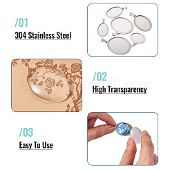 Оправы для подвесок из нержавеющей стали 304 в виде кабошонов&nbsp;STAS-TA0001-47C