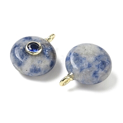 Плоские круглые подвески из натуральной яшмы с синими пятнами&nbsp;G-H318-01G-07