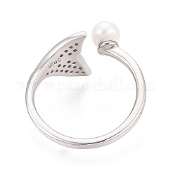 925 открытое кольцо-манжета из стерлингового серебра с кубическим цирконием и пресноводным жемчугом&nbsp;STER-T008-89P