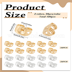 100 шт. 2-цветные латунные фрикционные гайки-ушки&nbsp;KK-LP0001-71