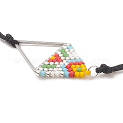 Браслет из плетеных треугольных бусин из стеклянных семян&nbsp;BJEW-MZ00026-02