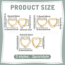 6 шт. 3 стиля стойки с покрытием из латуни пружинные затворные кольца&nbsp;KK-PH0013-94