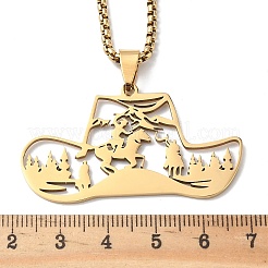 201 полое ожерелье с ковбойской шляпой из нержавеющей стали&nbsp;LS-NJEW-H065-27G